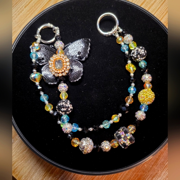 Sparkling Butterfly Beaded Handbag Charm - Picture 3 of 4